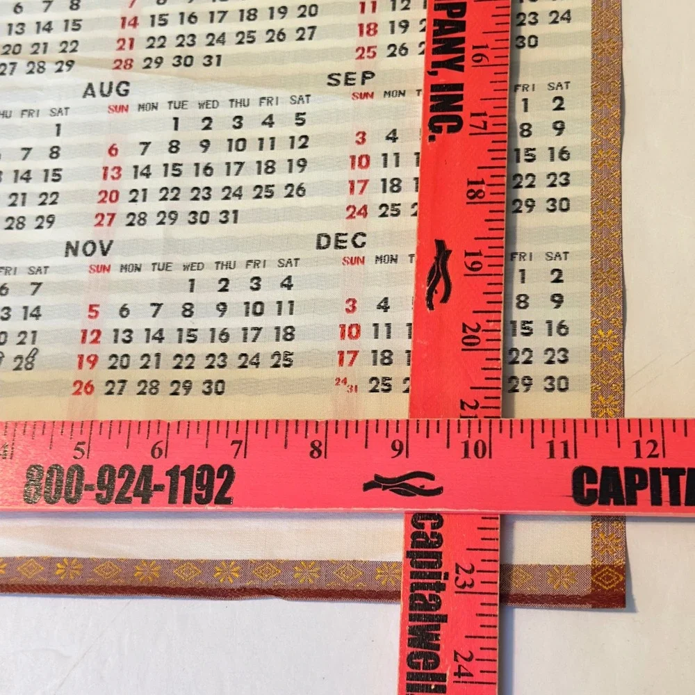 Vintage 1972 Asian Silk Woven Scroll Calendar The Gleaners Tapestry Wall Hanging